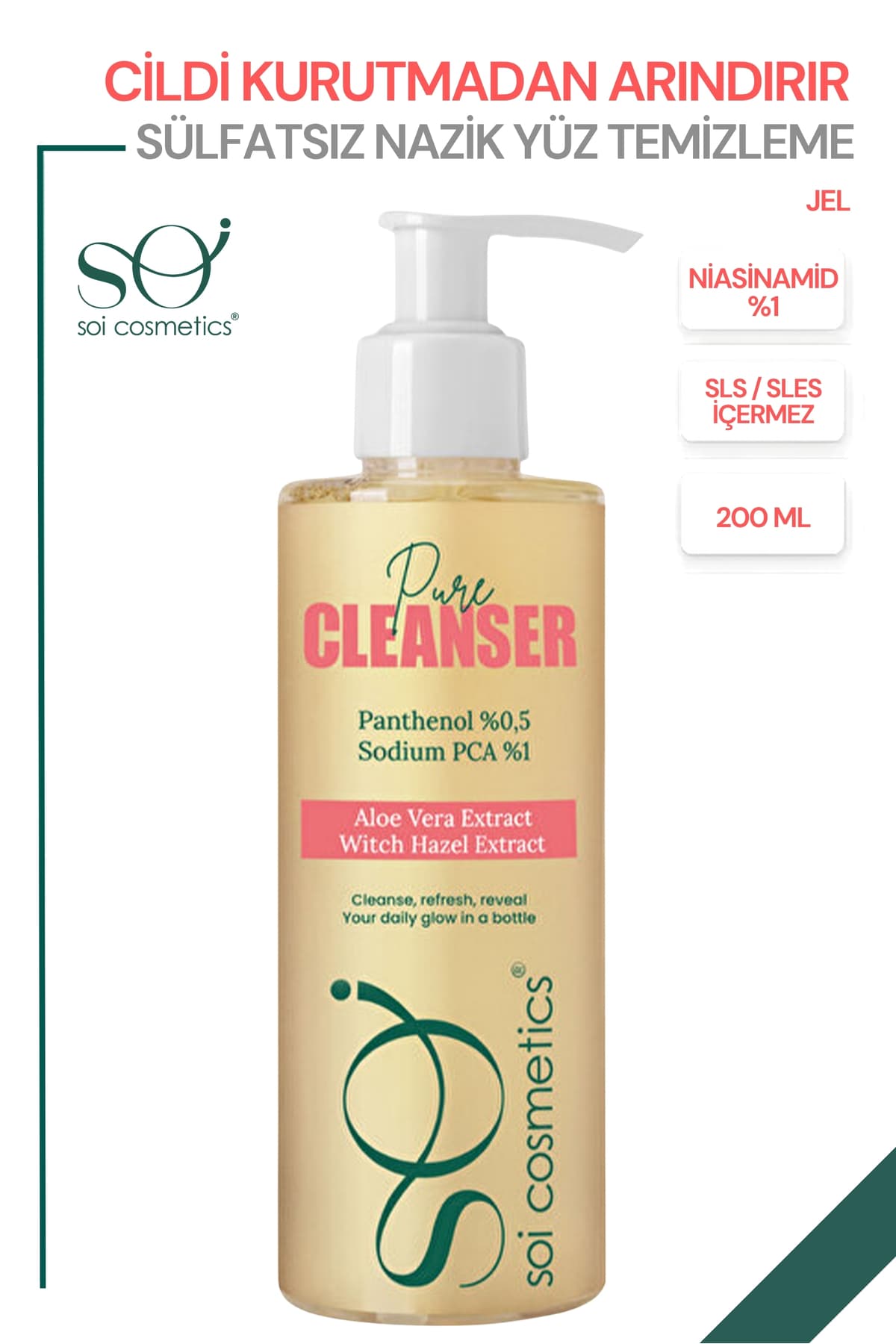 Soi Yoğun Nem Seti - Sülfatsız Temizleyici + Ectoinli Hyalüronik Asit Serum + Pentavitinli Nem Kremi 3'lü Set 200ml 30ml 50ml